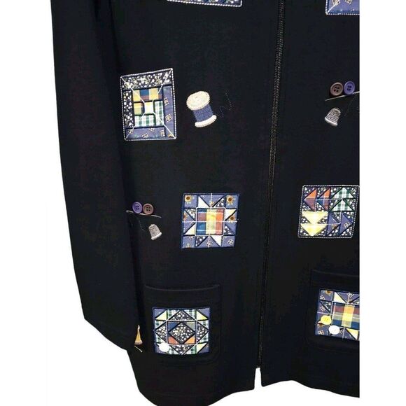 Bechamel Womens Size Medium Vintage Embroidered Patchwork Cardigan Sweater Zip - Picture 2 of 4